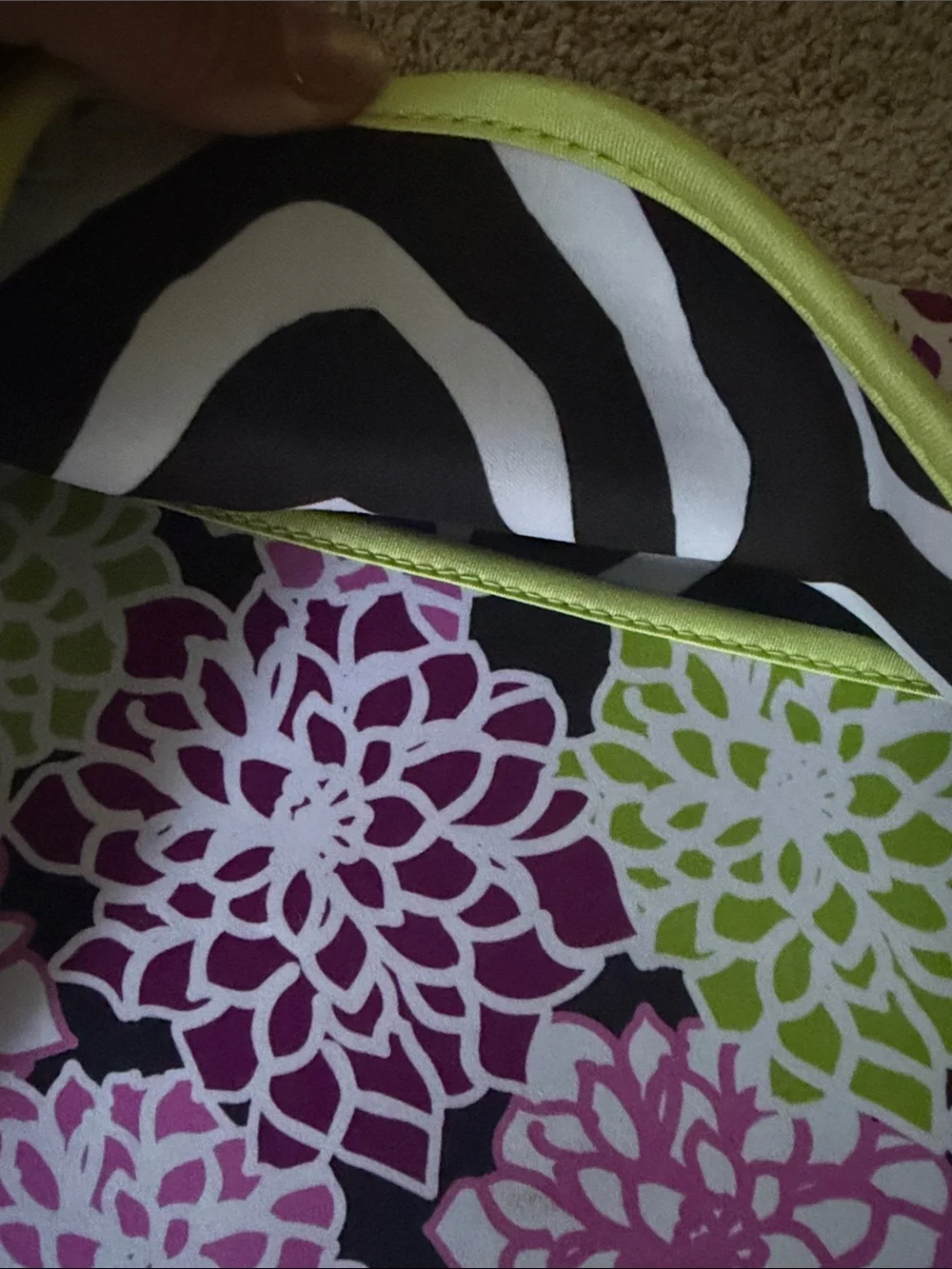 Macbeth Collection by Margaret Josephs Black Pink Lime Floral Tablet Sleeve